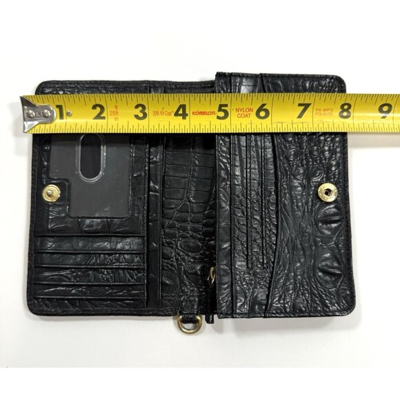 Brahmin Debra Pecan Melbourne Genuine Leather Croc Embossed Wallet Black - Picture 15 of 16